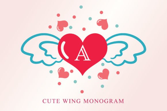 Cute Wing Monogram: A Playful Typeface for Valentine's and Beyond