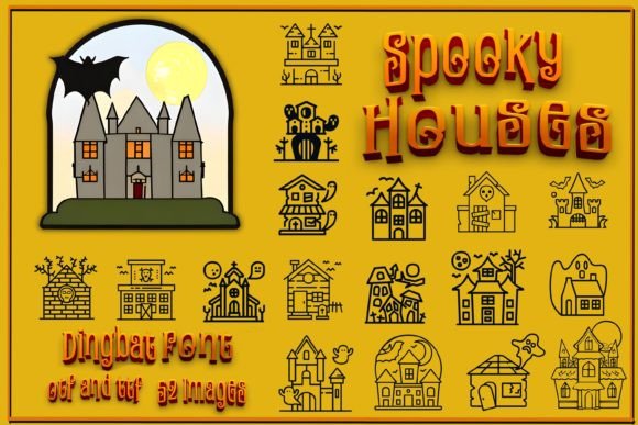 Unleash Eerie Charm with Spooky Houses Typography
